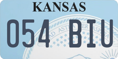 KS license plate 054BIU