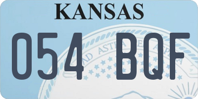 KS license plate 054BQF
