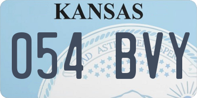KS license plate 054BVY
