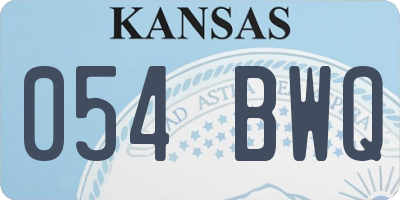 KS license plate 054BWQ