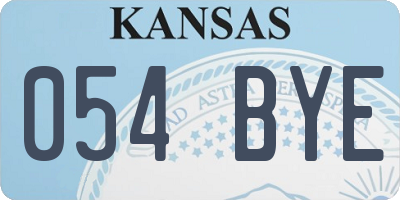 KS license plate 054BYE