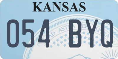 KS license plate 054BYQ
