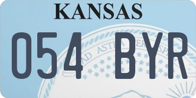 KS license plate 054BYR