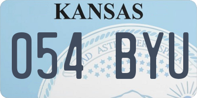 KS license plate 054BYU