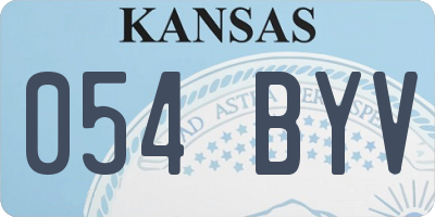KS license plate 054BYV