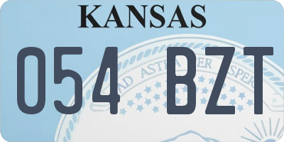 KS license plate 054BZT