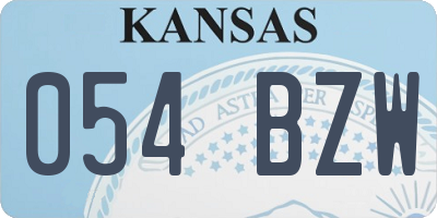 KS license plate 054BZW