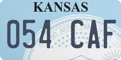 KS license plate 054CAF