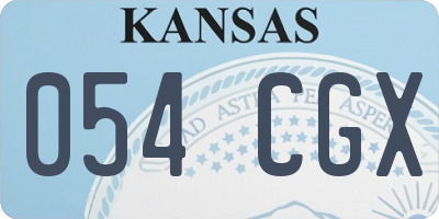 KS license plate 054CGX