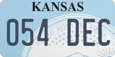 KS license plate 054DEC