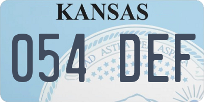KS license plate 054DEF