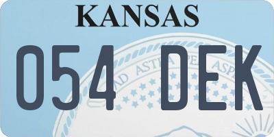 KS license plate 054DEK