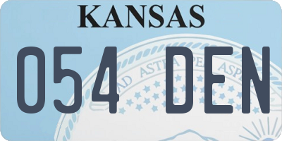KS license plate 054DEN