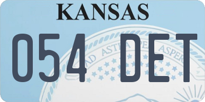 KS license plate 054DET