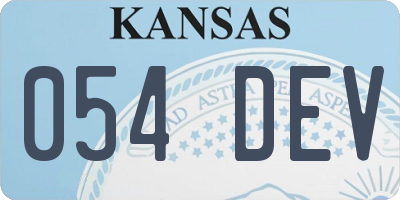 KS license plate 054DEV
