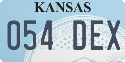 KS license plate 054DEX