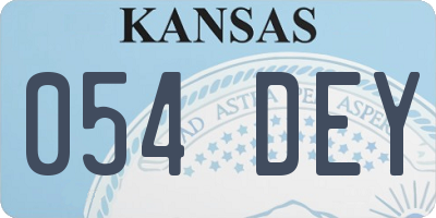 KS license plate 054DEY