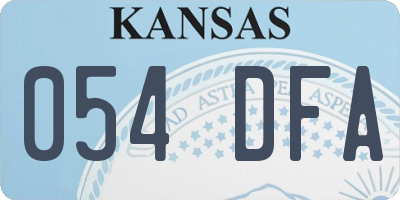 KS license plate 054DFA