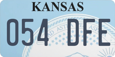 KS license plate 054DFE