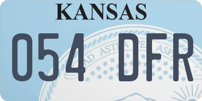 KS license plate 054DFR