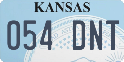 KS license plate 054DNT