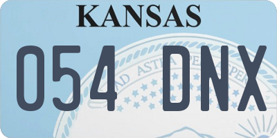 KS license plate 054DNX