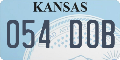 KS license plate 054DOB