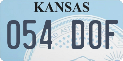 KS license plate 054DOF