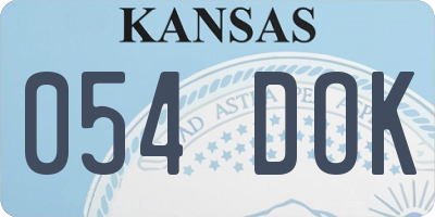 KS license plate 054DOK