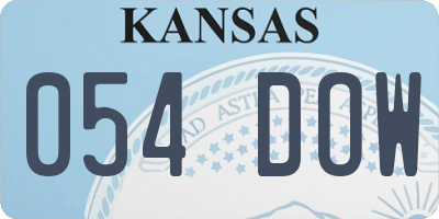 KS license plate 054DOW