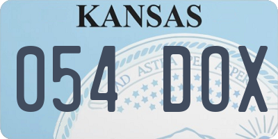 KS license plate 054DOX