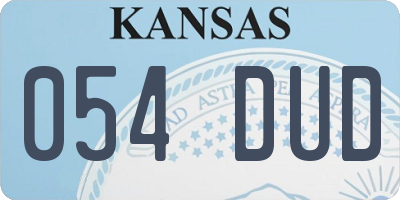 KS license plate 054DUD