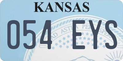 KS license plate 054EYS