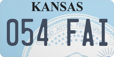 KS license plate 054FAI
