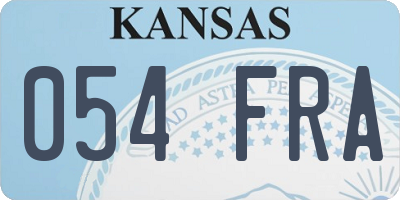 KS license plate 054FRA