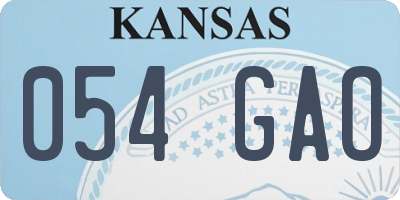 KS license plate 054GAO