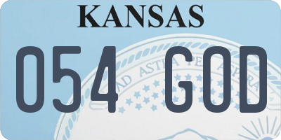 KS license plate 054GOD