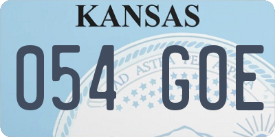 KS license plate 054GOE