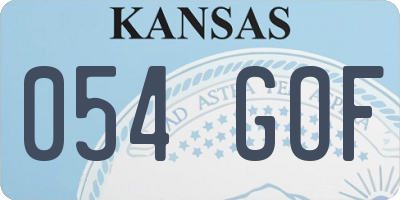 KS license plate 054GOF