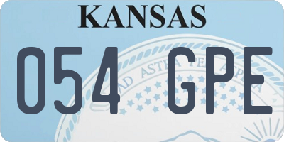 KS license plate 054GPE