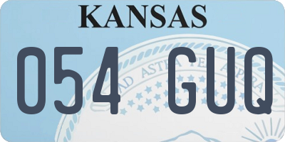 KS license plate 054GUQ