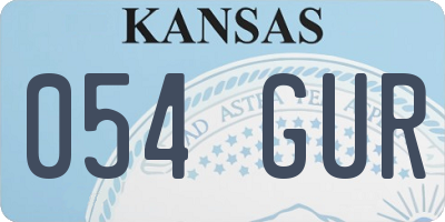 KS license plate 054GUR