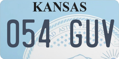 KS license plate 054GUV