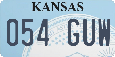 KS license plate 054GUW