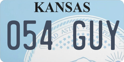 KS license plate 054GUY
