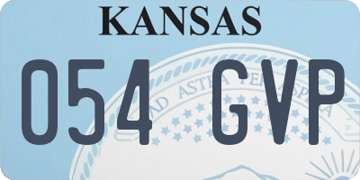 KS license plate 054GVP