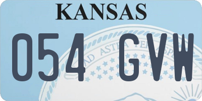 KS license plate 054GVW
