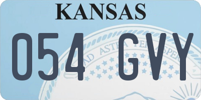 KS license plate 054GVY