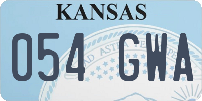 KS license plate 054GWA