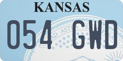 KS license plate 054GWD